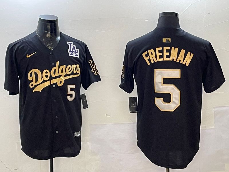 Men Los Angeles Dodgers #5 Freeman Black Gold Game 2025 Nike MLB Jersey style 02251